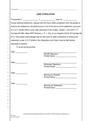 Form SFCIV-021 Stipulation and Proposed Order Re: Settlement and Retention of Jurisdiction - County of San Francisco, California, Page 2