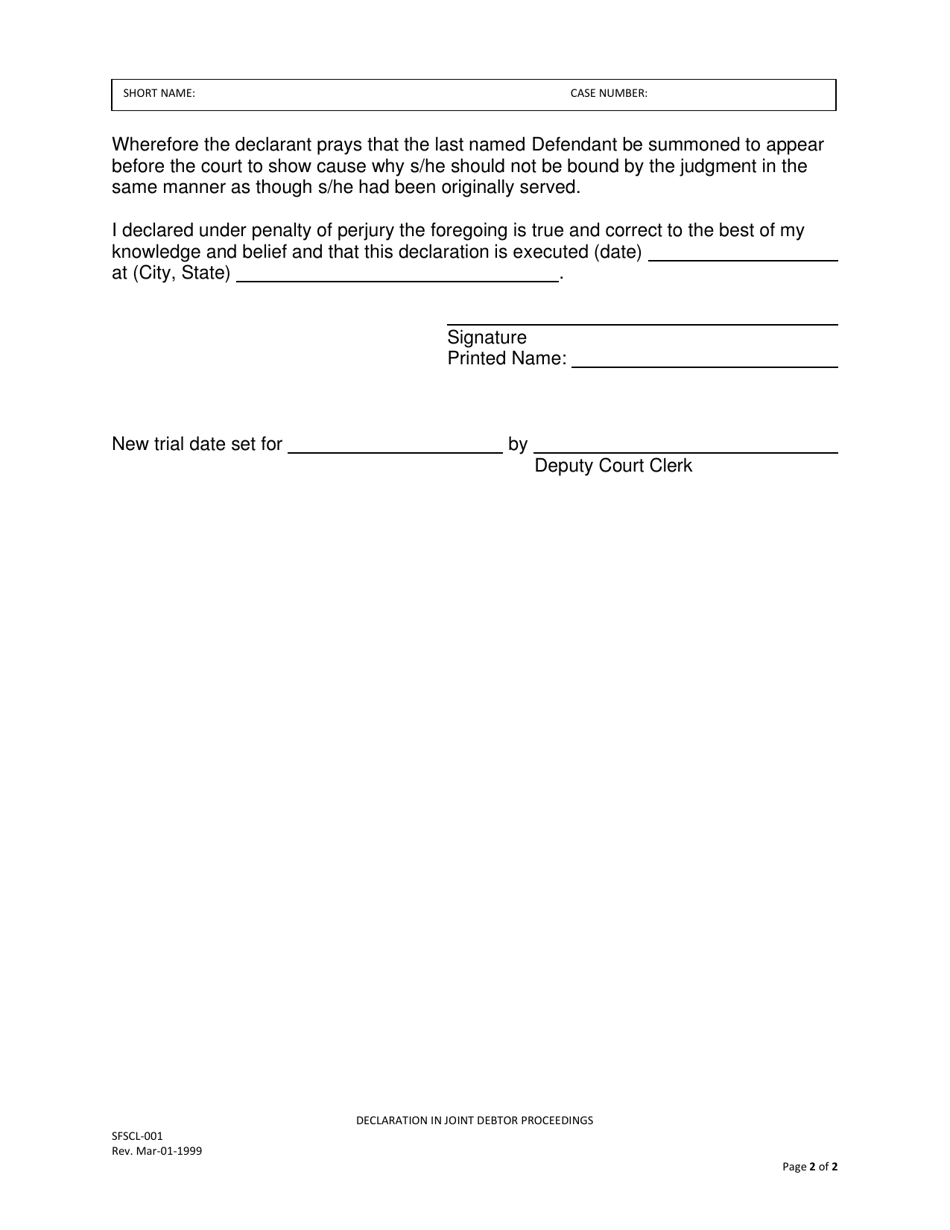 Form SFSCL-001 - Fill Out, Sign Online and Download Printable PDF ...