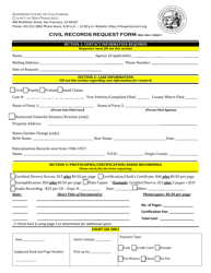 Form SFCIV-031 &quot;Civil Records Request Form&quot; - County of San Francisco, California