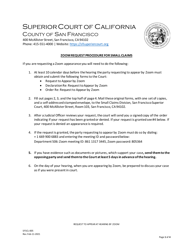 Document preview: Form SFSCL-005 Request to Appear at Hearing by Zoom (Small Claims) - County of San Francisco, California