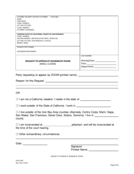 Form SFSCL-005 Request to Appear at Hearing by Zoom (Small Claims) - County of San Francisco, California, Page 2
