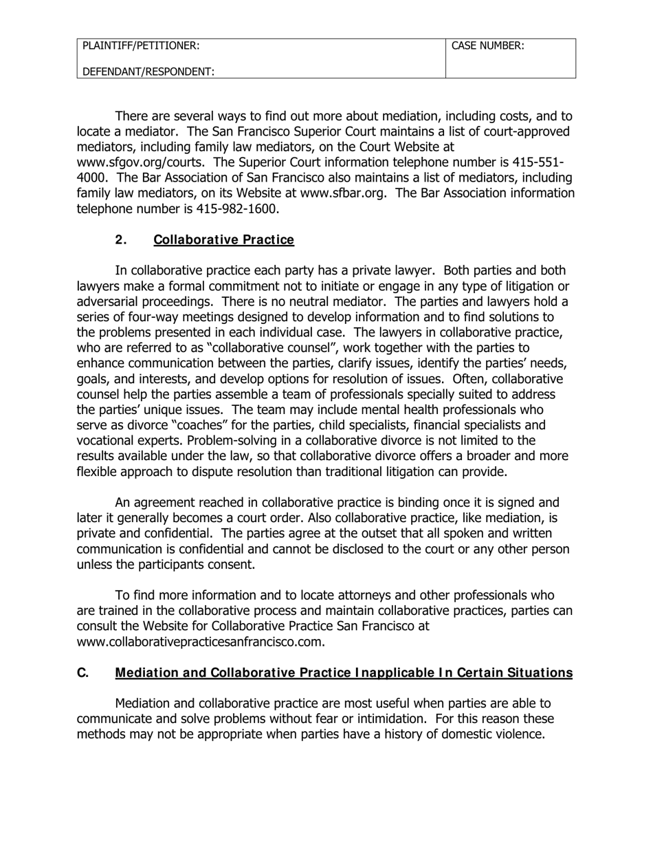 Form SFUFC-11.17 Notice of Nature and Availability of Alternative Dispute Resolution Methods in Family Law Matters - County of San Francisco, California, Page 3