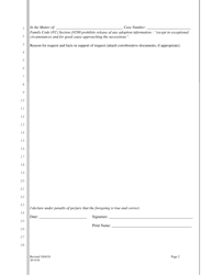 Form SFUFC-0156 Application and Order Re: Release of Adoption Records - County of San Francisco, California, Page 2