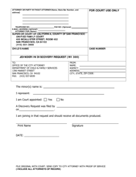 Document preview: Form SFUFC-12.9 Joinder in Discovery Request (Wi 300) - County of San Francisco, California