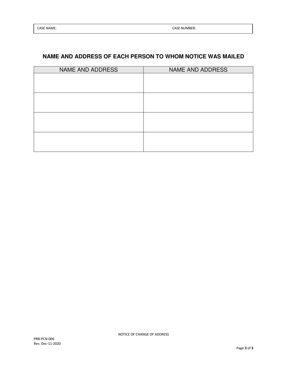 Form PRB-PCN-006 Notice of Change of Address - County of San Francisco, California, Page 3