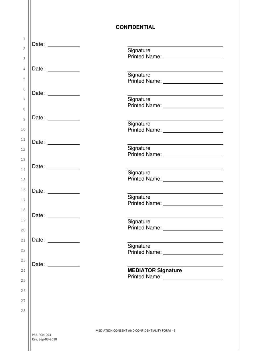 Form PRB-PCN-003 Mediation Consent and Confidentiality Form - County of San Francisco, California, Page 6