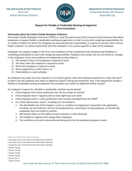 Form FFWO1 &quot;Request for Flexible or Predictable Working Arrangement&quot; - City and County of San Francisco, California