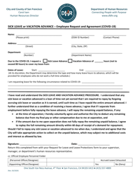 &quot;Sick Leave or Vacation Advance - Employee Request and Agreement (Covid-19)&quot; - City and County of San Francisco, California