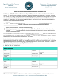 Document preview: Family and Romantic Relationships at Work Policy - Management Plan - City and County of San Francisco, California