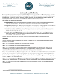 &quot;Employee Request for Transfer&quot; - City and County of San Francisco, California