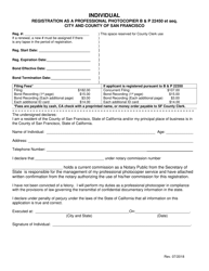 Document preview: Professional Photocopier Individual Application - City and County of San Francisco, California
