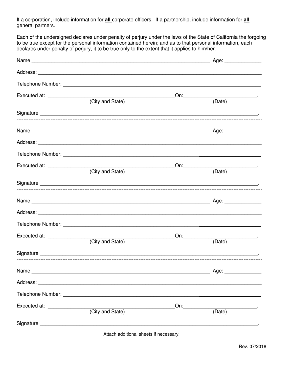 Registration as a Professional Photocopier - Corporation or Partnership - City and County of San Francisco, California, Page 2