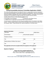 &quot;Voting Accessibility Advisory Committee Application (Vaac)&quot; - County of San Mateo, California