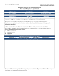Document preview: New-Vacant Range B or C Appointment - Management Classification and Compensation Plan (Mccp) - City and County of San Francisco, California