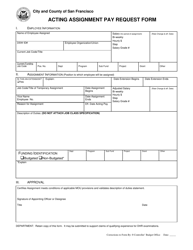 &quot;Acting Assignment Pay Request Form&quot; - City and County of San Francisco, California