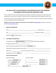 Document preview: Telecommute Application and Agreement Form - City and County of San Francisco, California
