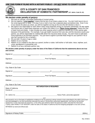 Declaration of Domestic Partnership - City and County of San Francisco, California, Page 2