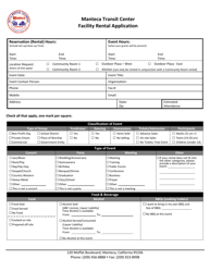 Document preview: Facility Rental Application - Manteca Transit Center - City of Manteca, California