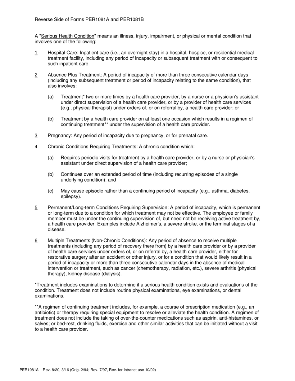 Form PER1081A Physicians Certification Form - County of Santa Cruz, California, Page 2