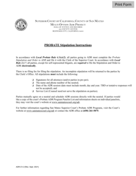 Form ADR-CV-2 Probate Stipulation and Order to Appropriate Dispute Resolution - County of San Mateo, California