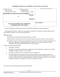 Form CR-39 Waiver of Rights for Admission of Probation Violation - County of San Mateo, California