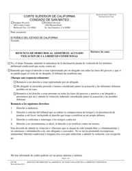 Document preview: Formulario CR-39 SP Renuncia De Derechos Al Admitir El Acusado Violacion De La Libertad Condicional - County of San Mateo, California (Spanish)