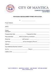Revocable Encroachment Permit Application - City of Manteca, California, Page 3