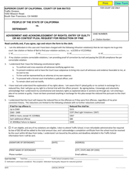 Document preview: Form TR-34 Advisement and Acknowledgment of Rights; Entry of Guilty or No Contest Plea; Request for Reduction of Fine - County of San Mateo, California