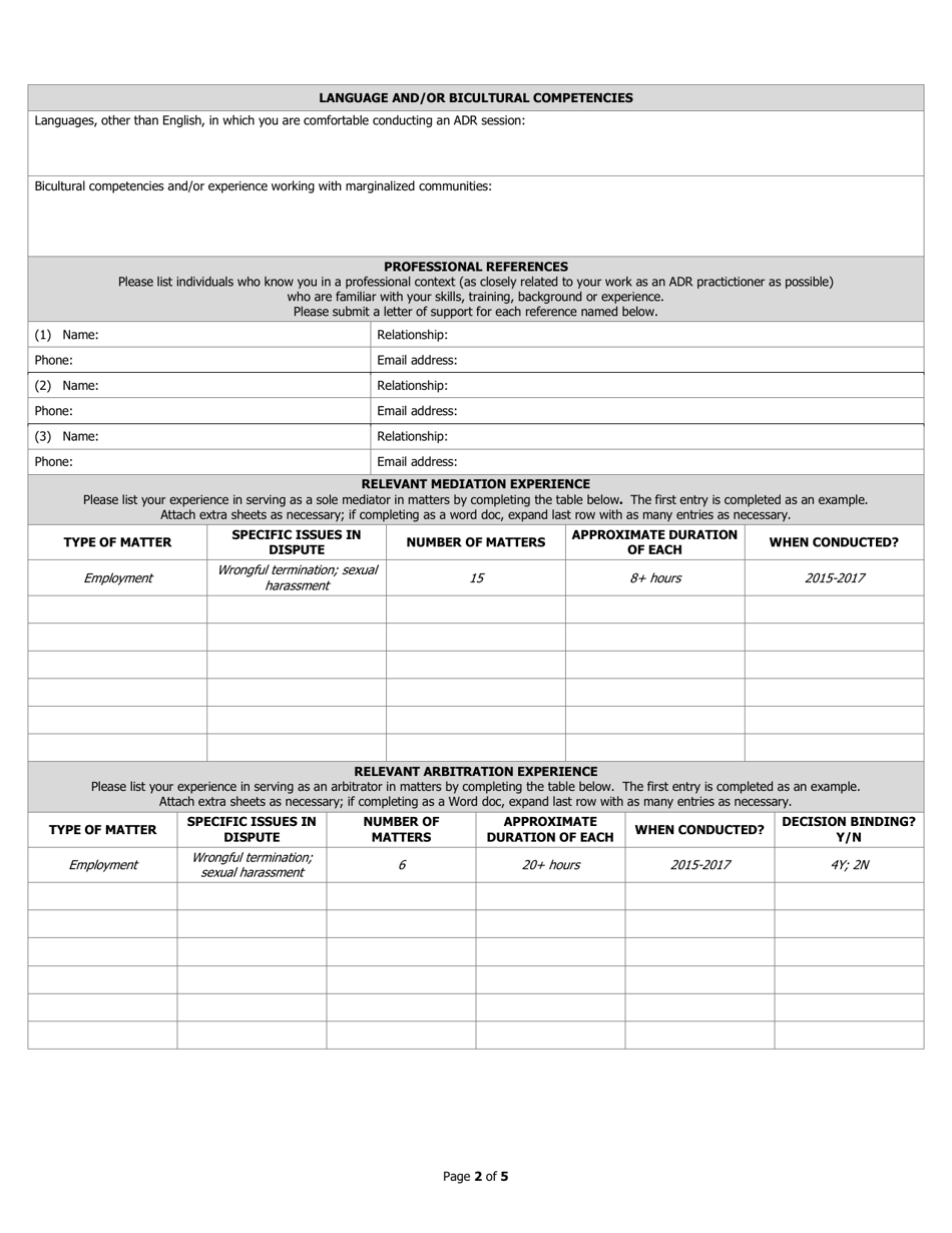 Adr Program Neutral Panels Application - County of San Mateo, California, Page 2