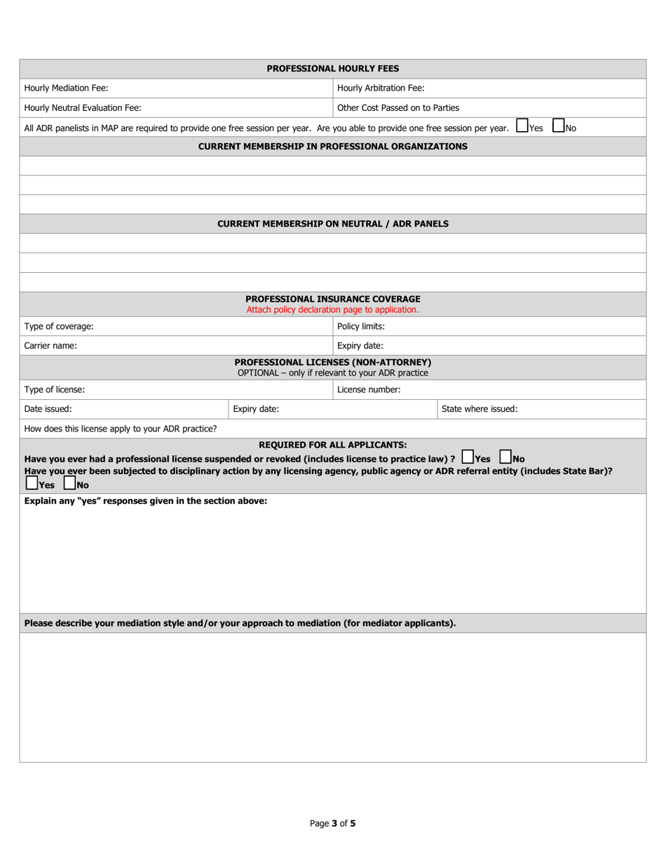 Adr Program Neutral Panels Application - County of San Mateo, California, Page 3