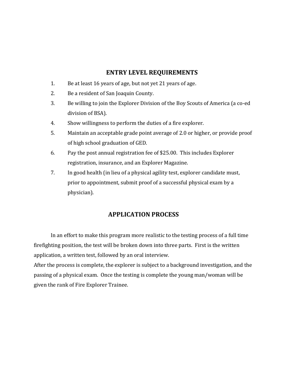 Explorer Post 24 - Interest Form - City of Manteca, California, Page 4