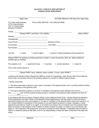 Document preview: Trespass Arrest Authorization - City of Manteca, California