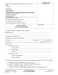 Form SUPADOPT-103 Order of Adoption (Adult or Married Minor) - County of Santa Cruz, California