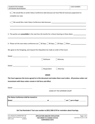 Form SUPFL-1013 Application and/or Stipulation for Order to Change Status Conference Date (Family Law) - County of Santa Cruz, California, Page 2