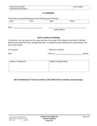 Form SUPFL1103 Request and Order for Default Hearing - Family Law - County of Santa Cruz, California, Page 2