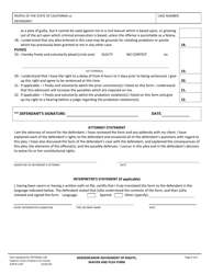 Form SUPCR1107 Misdemeanor Advisement of Rights, Waiver, and Plea Form - Santa Cruz County, California, Page 3