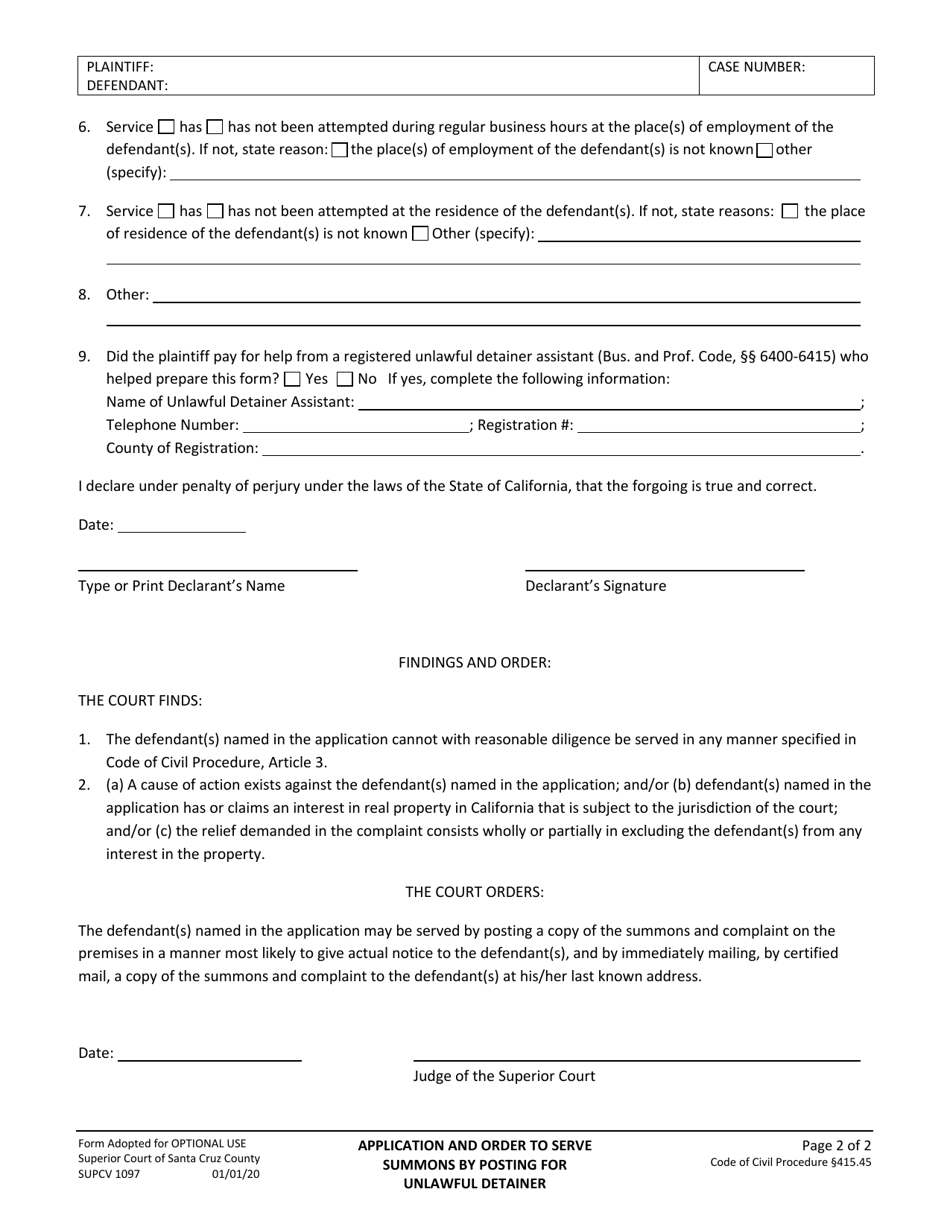 Form SUPCV1097 - Fill Out, Sign Online and Download Fillable PDF ...