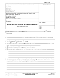 Document preview: Form SUPCR1122 Motion and Order to Modify or Terminate Probation - County of Santa Cruz, California