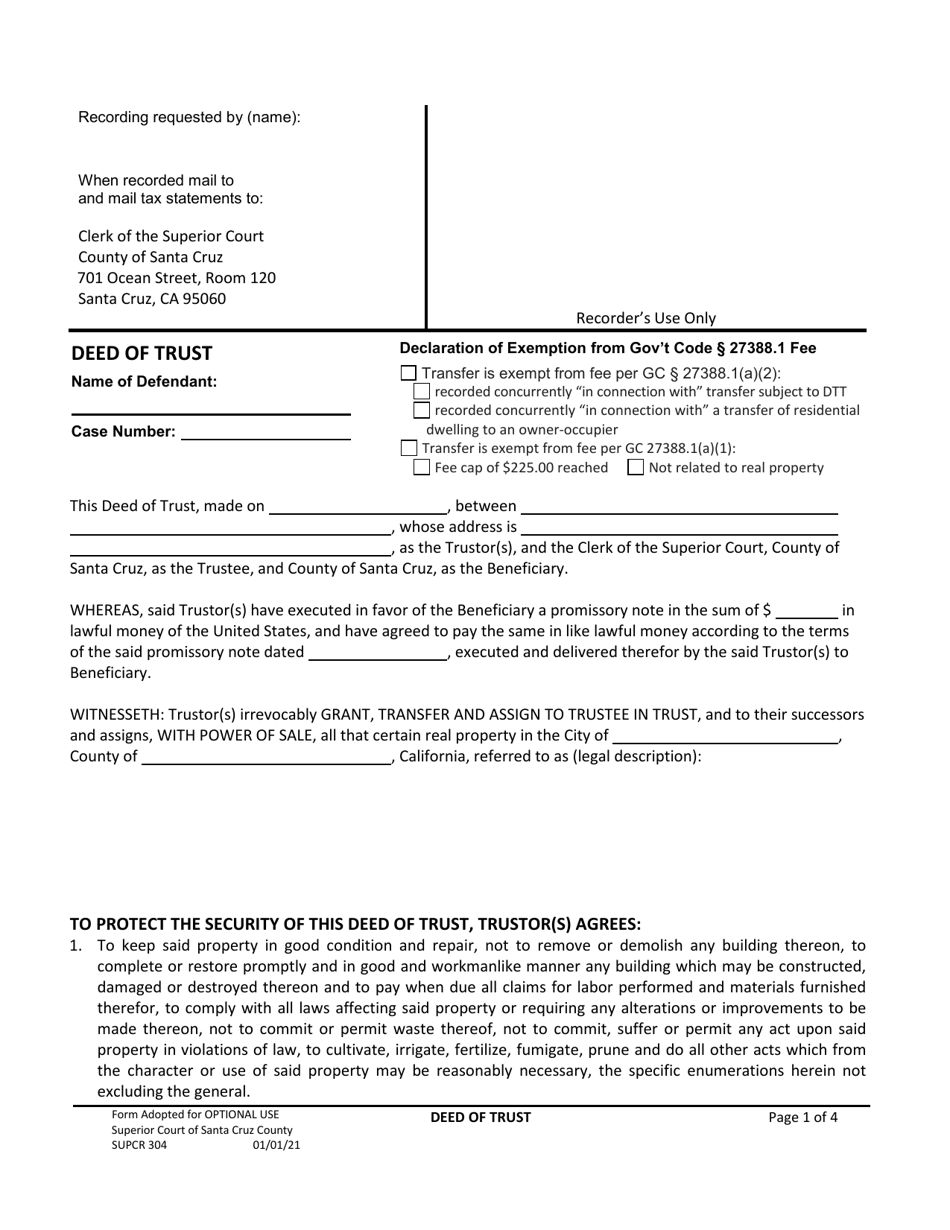 Form SUPCR304 Deed of Trust - California, Page 1