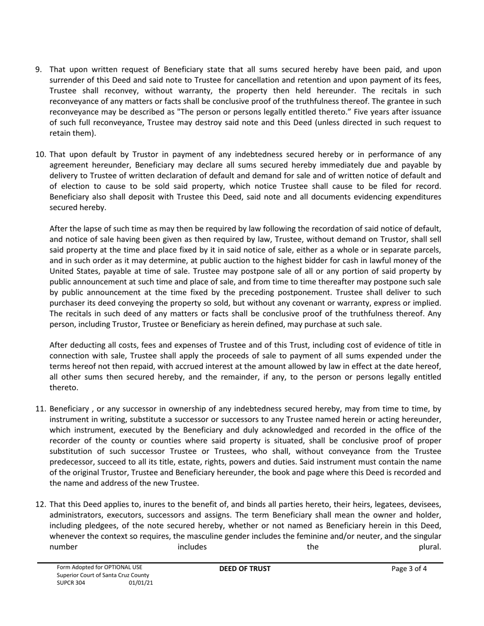 Form SUPCR304 Deed of Trust - California, Page 3