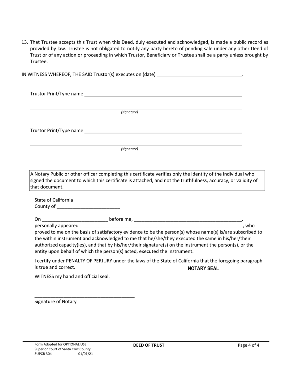 Form SUPCR304 Deed of Trust - California, Page 4