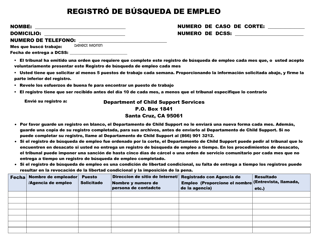 Document preview: Registro De Busqueda De Empleo - County of Santa Cruz, California (Spanish)