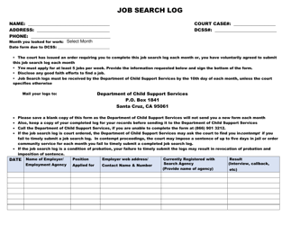 Document preview: Job Search Log - County of Santa Cruz, California