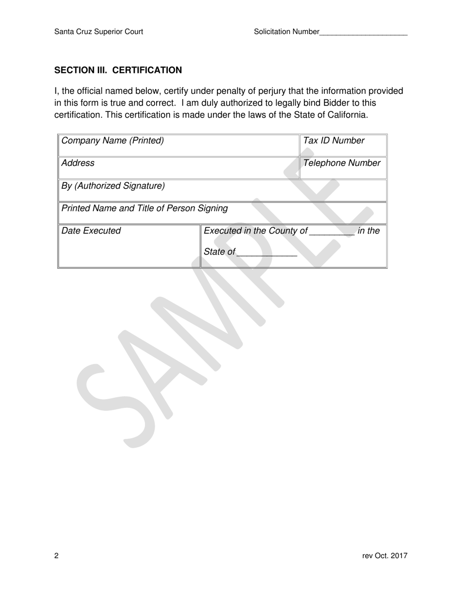 Small Business Declaration - Sample - Santa Cruz County, California, Page 2