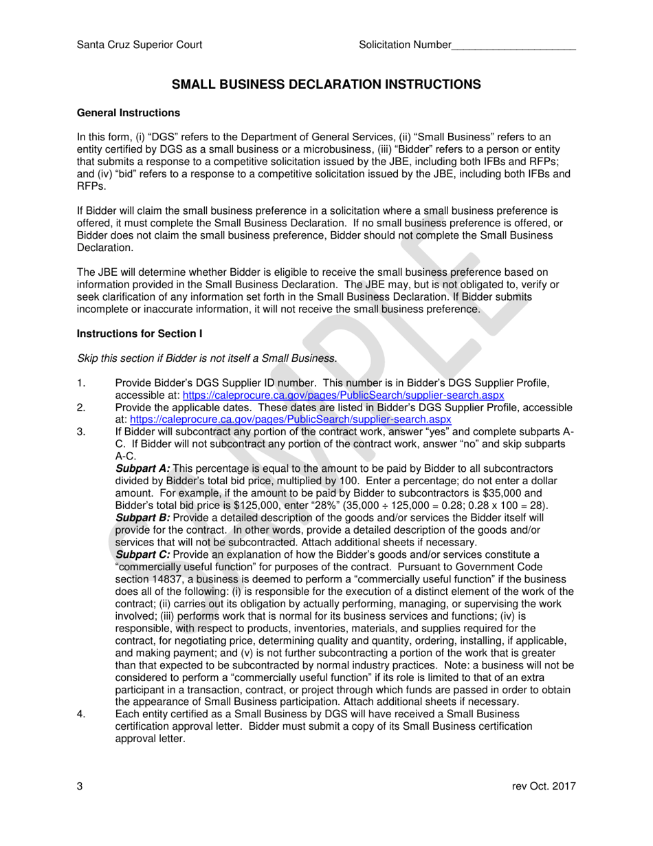 Small Business Declaration - Sample - Santa Cruz County, California, Page 3
