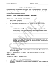 Document preview: Small Business Declaration - Sample - Santa Cruz County, California