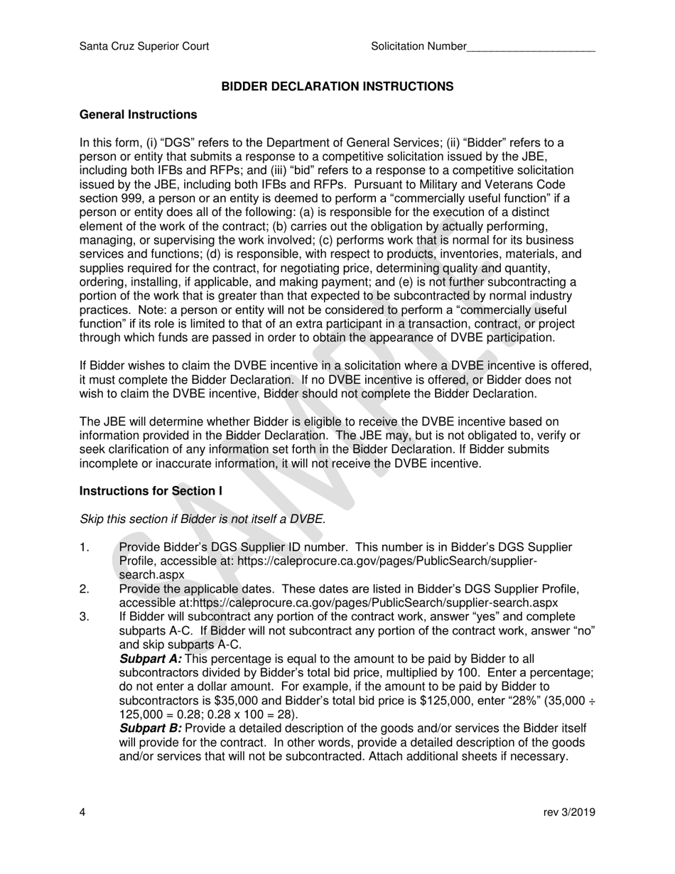 Bidder Declaration - Sample - Santa Cruz County, California, Page 4