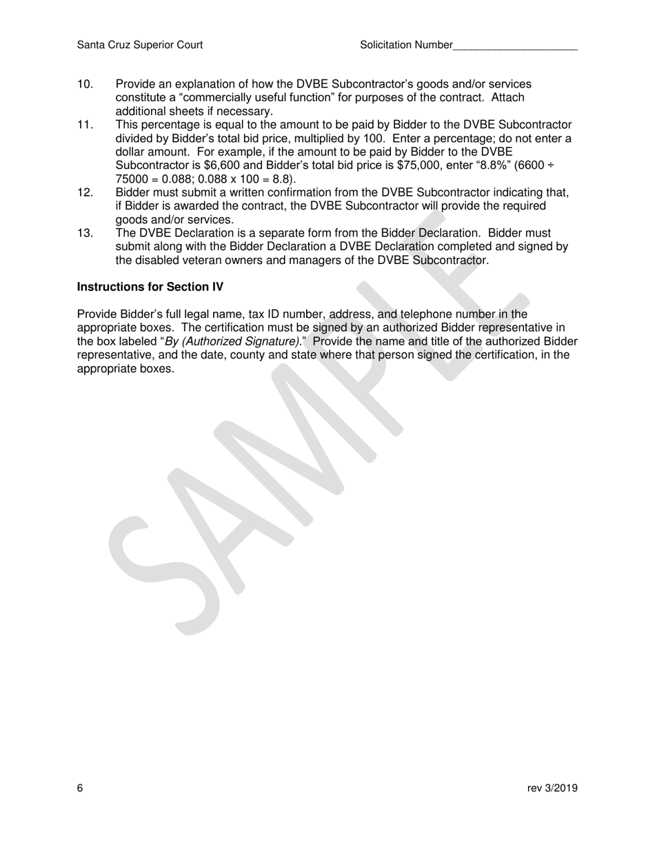 Bidder Declaration - Sample - Santa Cruz County, California, Page 6