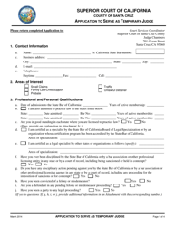 Document preview: Application to Serve as Temporary Judge - Santa Cruz County, California