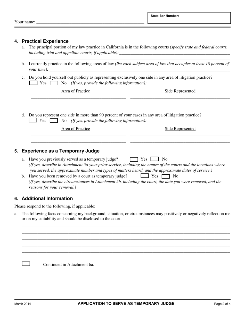 Application to Serve as Temporary Judge - Santa Cruz County, California, Page 2